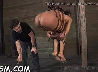 Bizarre sadomasochism with rough bondage and bent-over action