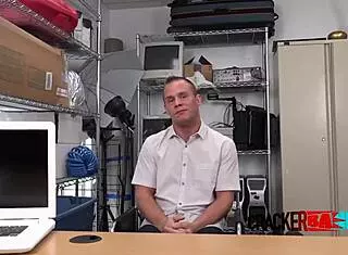 Interracial gay encounter in office setting