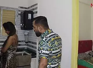 Young Indian Wife Gets Romantic in Kitchen