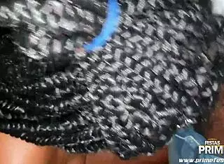 the hot brunette gets banged in a group gangbang session