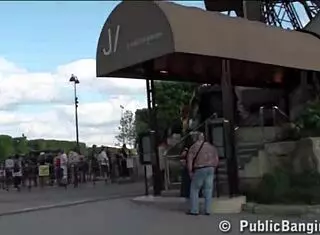 Public sex orgy threesome near Eiffel Tower in Paris France