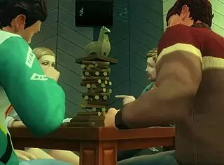 Blonde gets banged in outdoor gangbang at bowling alley