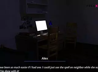 Landlady Masturbates with New Toy in Game