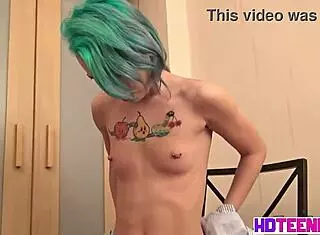 Tiny Emo Teen Fingering and Masturbating Her Tight Pussy