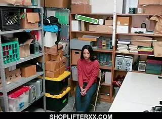 Cute teen 18+ caught stealing blows mall cop