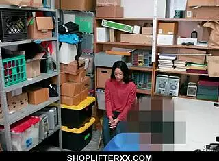 Cute teen 18+ caught stealing blows mall cop