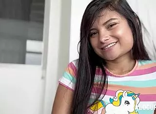 Pretty Girl Gives Nylon Footjob In POV