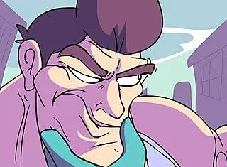 cartoon character on power trip