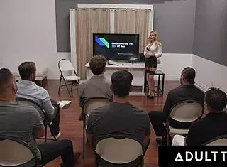 milf therapist danielle renae leads cum-filled gangbang and blowbang orgy