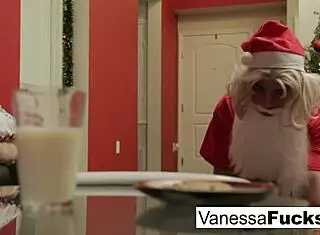 Vanessa as pornstar lets Santa fuck her tight wet pussy in blonde hardcore scene