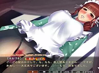 in this hentai game, the crossdressing maid hozuki with big tits serves in scene 2 english