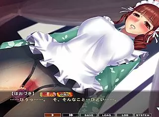 in this hentai game, the crossdressing maid hozuki with big tits serves in scene 2 english