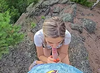 Intense Emotions Surge as Milf Sucks Instructor's Cock in Mountain Hiking Cum Extraction