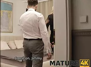 mature4k blonde cougar seduces with her big shaved tits