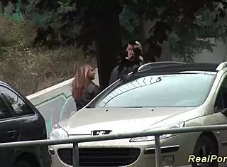 busty milf picked up for outdoor sex