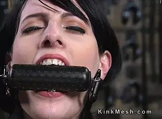 gagged slave rides sybian hard