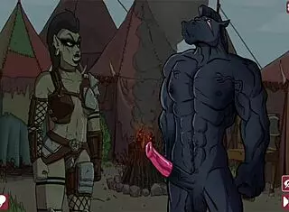 Get snu snu from the busty orc in queen's brothel with monster cock!