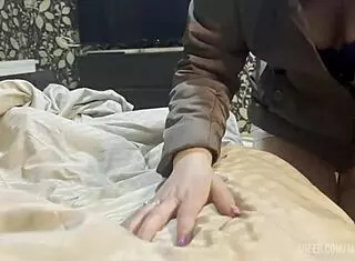 Milfycalla, a lot of cum on brown fur hooded puffer jacket