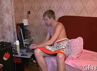 boyfriend watches teen girlfriend suck cock in homemade sex tape