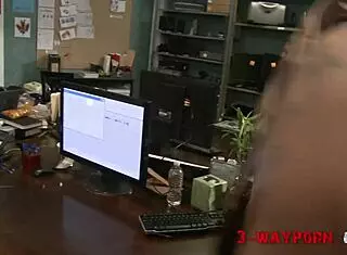 Office nerd fucks two sluts!