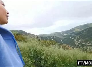 Asian milf enjoys outdoor public activities