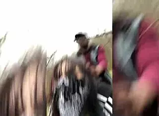 Emo slut rides on tree stump in public with deepthroat and creampie