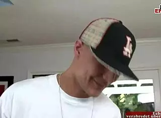 Skinny blonde slut with small tits takes massive cumshot. It covers her boobs and face completely.