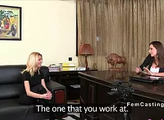 Blonde Fingers Huge Natural Tits in Office Interview