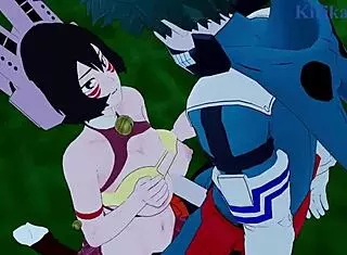 shino sosaki and mandalay get intense with mei hatsume and izuku midoriya in hentai