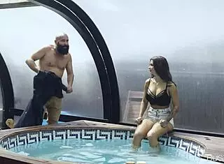 Susy Gala sucks cock in private pool.