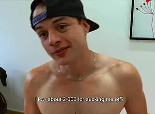 Pov bareback gay banging with muscular Czech hunk needing quick cash for dirty scout.