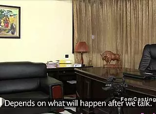 Blonde Fingers Huge Natural Tits in Office Interview