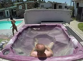 Dayanara relaxes in a pov hot tub session.