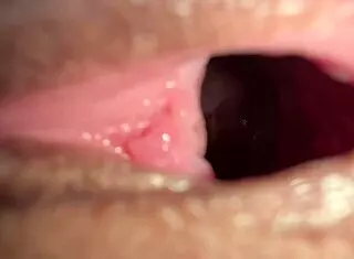 Licked wet pussy close up