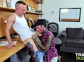 trailertrashboys colton blue and ryan sebastian get rough with licking, rimjob, and bareback breeding