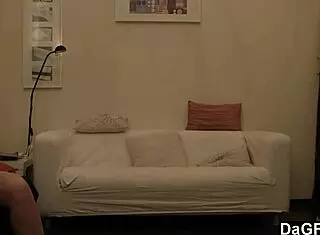 brunette amateur couple in hardcore blowjob, sucking cock until facial