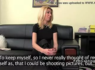 Blonde Fingers Huge Natural Tits in Office Interview