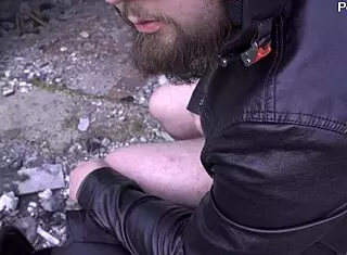 Russian milf gives blowjob at abandoned construction site