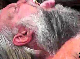 Jizzy slut drinks pee from old man.