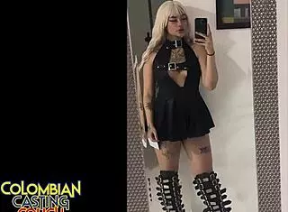 Colombian Casting Couch With Alt Goth Latina Slut Facial