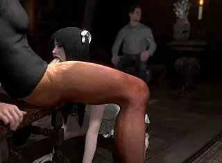 Stepdaughter gives first blowjob to father-in-law