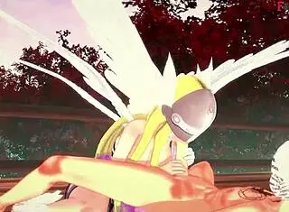 Angelwoman Evolves to Fuck Three Digimon in Fantasy Cartoon