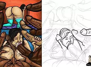 Latin MILF Sucks Huge Black Dicks In Cheating Interracial Group