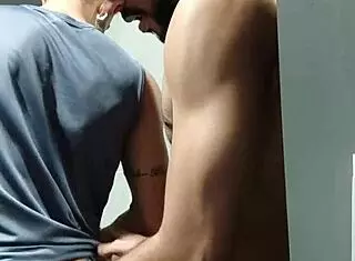 that guy stared at me in the gym, so i took him to the bathroom and made him suck my cock?