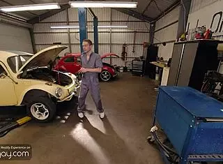 i watched this twink mechanic suck and fuck before his boss came