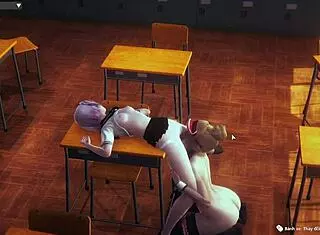 Mắc Lớp: Detailed Hentai Anime Scene Featuring Intense Actions and Roles in a Classroom Setting.