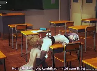 Mắc Lớp: Detailed Hentai Anime Scene Featuring Intense Actions and Roles in a Classroom Setting.
