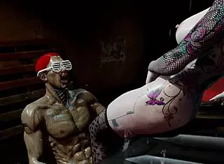 Cyber Whore Rides Hard Cock In Anal Creampie While Pissing