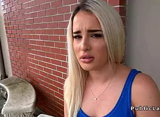 Bubble Butt Blonde BANGS in Garage in PUBLIC