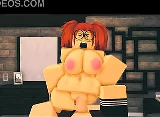 Roblox Porn: Nerdy Ginger Girl in Bedroom Scene
